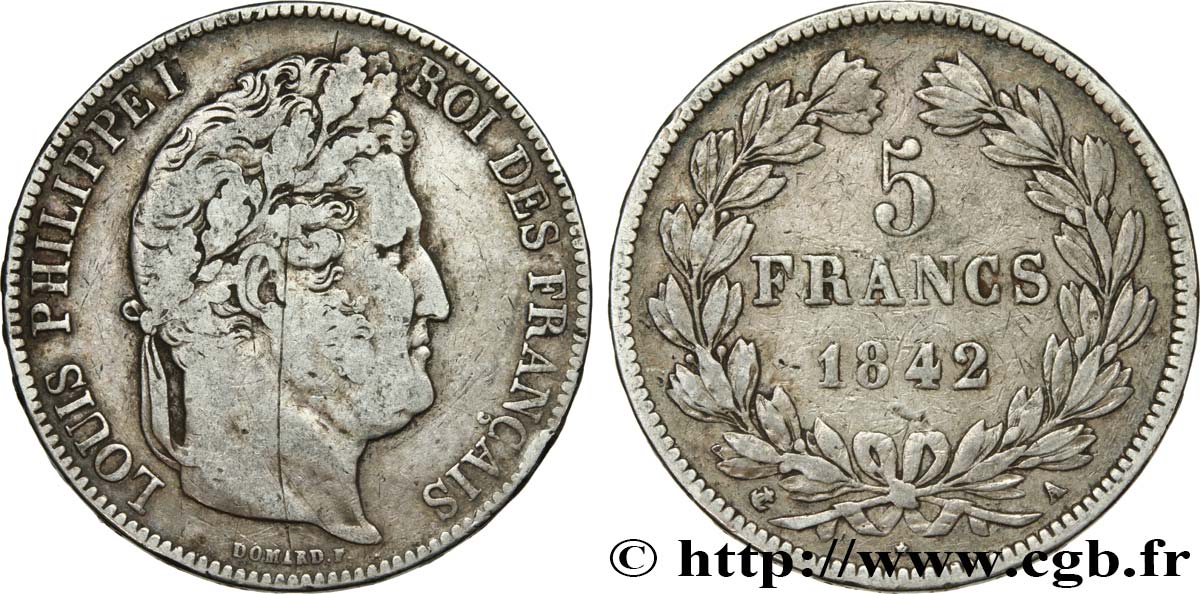 5 francs IIe type Domard 1842 Paris F.324/95 TB25 