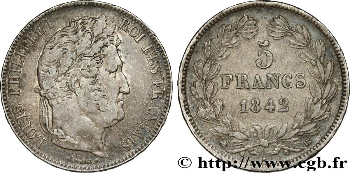 5 francs IIe type Domard 1842 Strasbourg F.324/97 MBC45 