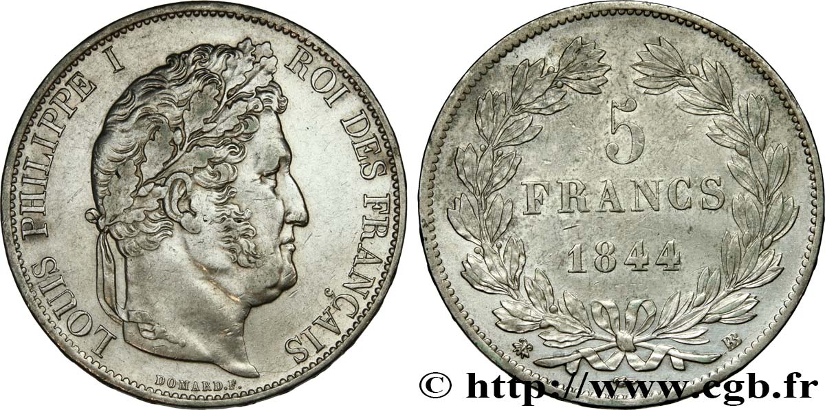 5 francs IIIe type Domard 1844 Strasbourg F.325/3 TTB48 