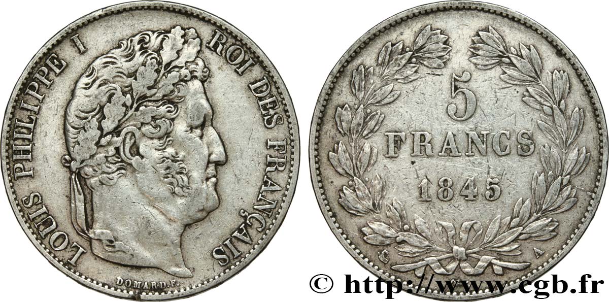 5 francs IIIe type Domard 1845 Paris F.325/6 SS45 