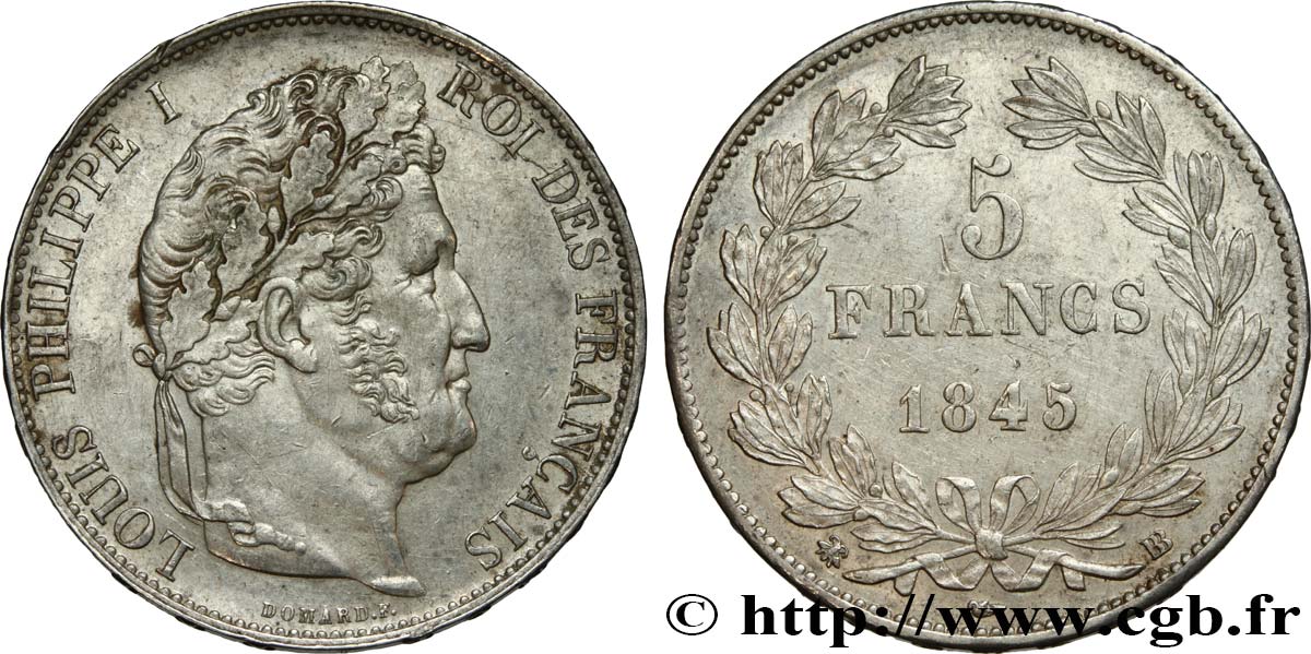 5 francs IIIe type Domard 1845 Strasbourg F.325/7 TTB52 