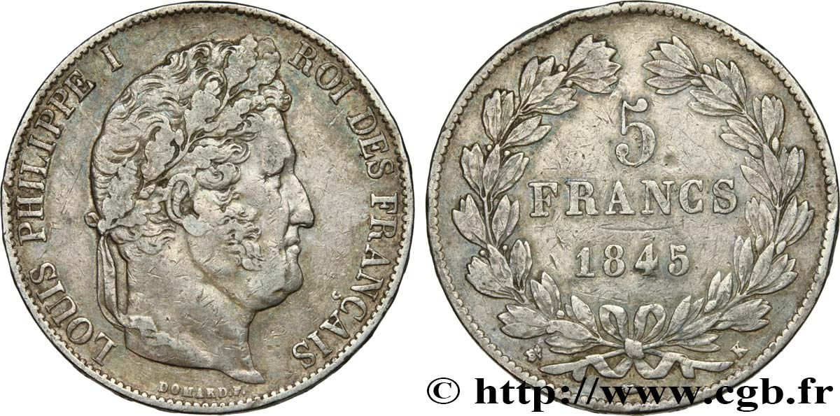 5 francs IIIe type Domard 1845 Bordeaux F.325/8 TTB40 