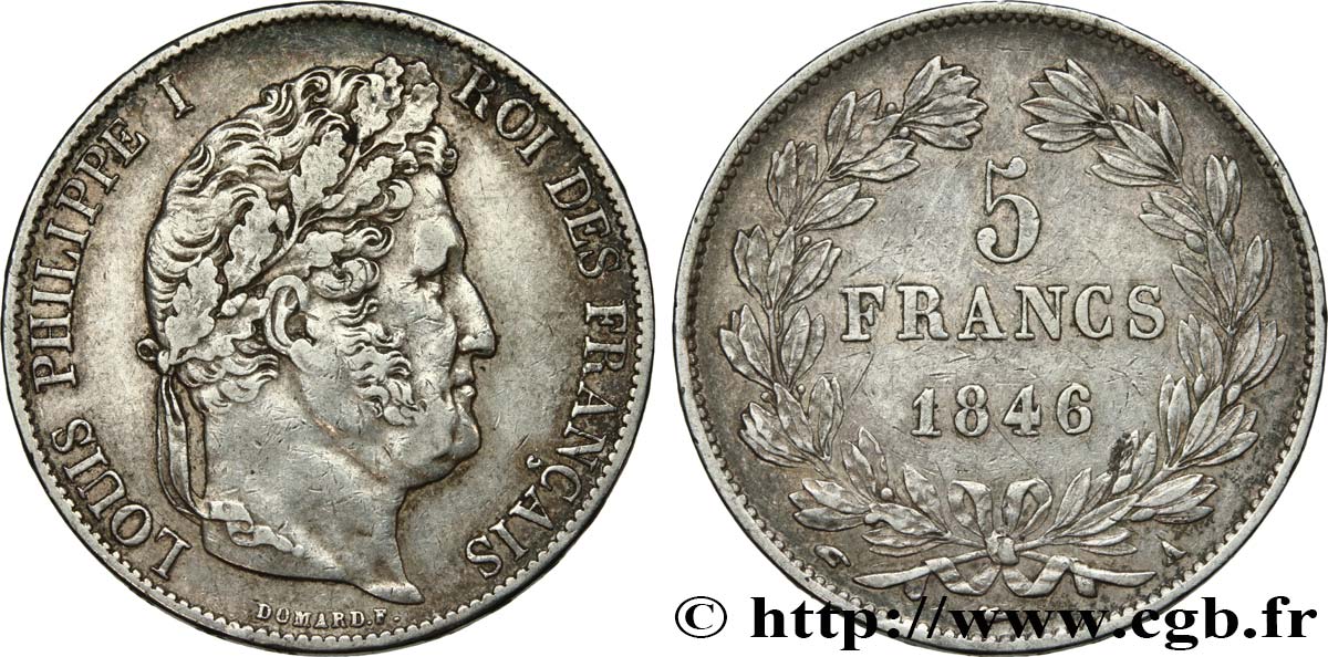 5 francs IIIe type Domard 1846 Paris F.325/10 XF45 