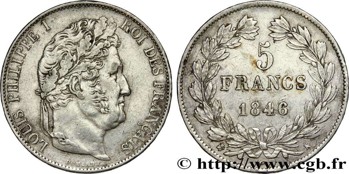 5 francs IIIe type Domard 1846 Bordeaux F.325/12 MBC45 
