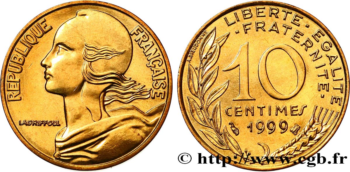 10 centimes Marianne, BU (Brillant Universel) 1999 Pessac F.144/43 ST 