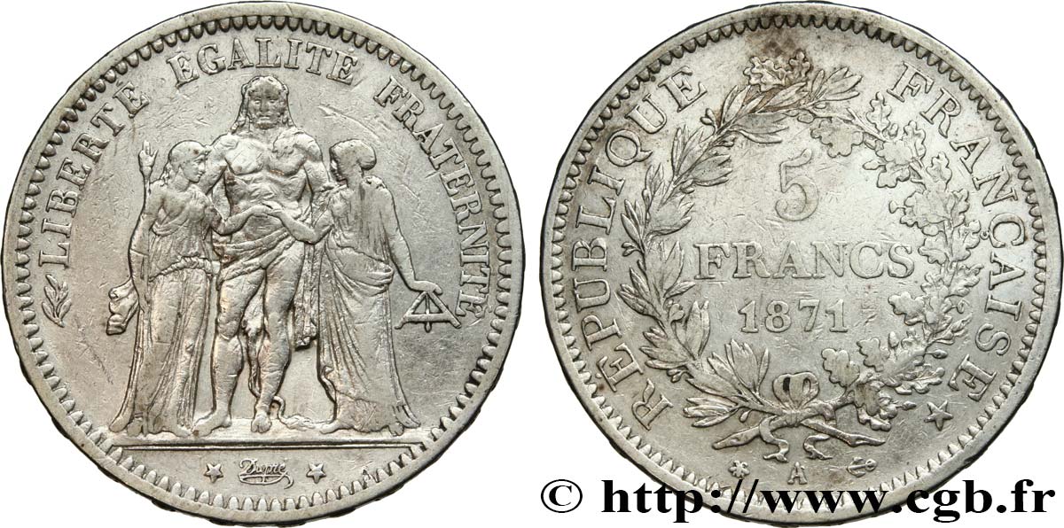 5 francs Hercule 1871 Paris F.334/2 VF35 
