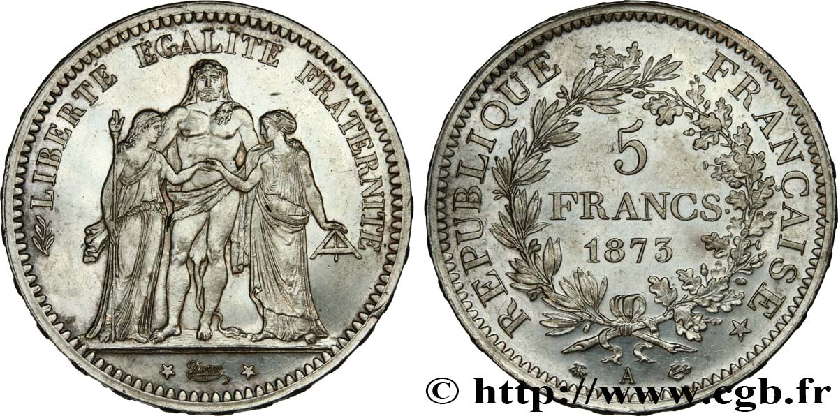 5 francs Hercule 1873 Paris F.334/9 VZ62 