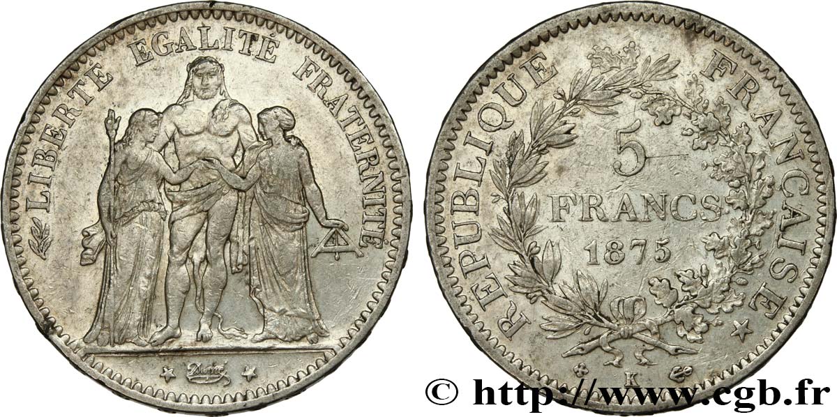 5 francs Hercule 1875 Bordeaux F.334/16 XF40 