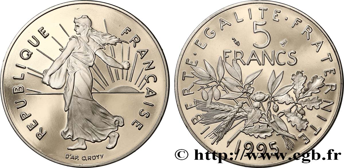 5 francs Semeuse, nickel, Belle Épreuve 1995 Pessac F.341/31 var. MS 