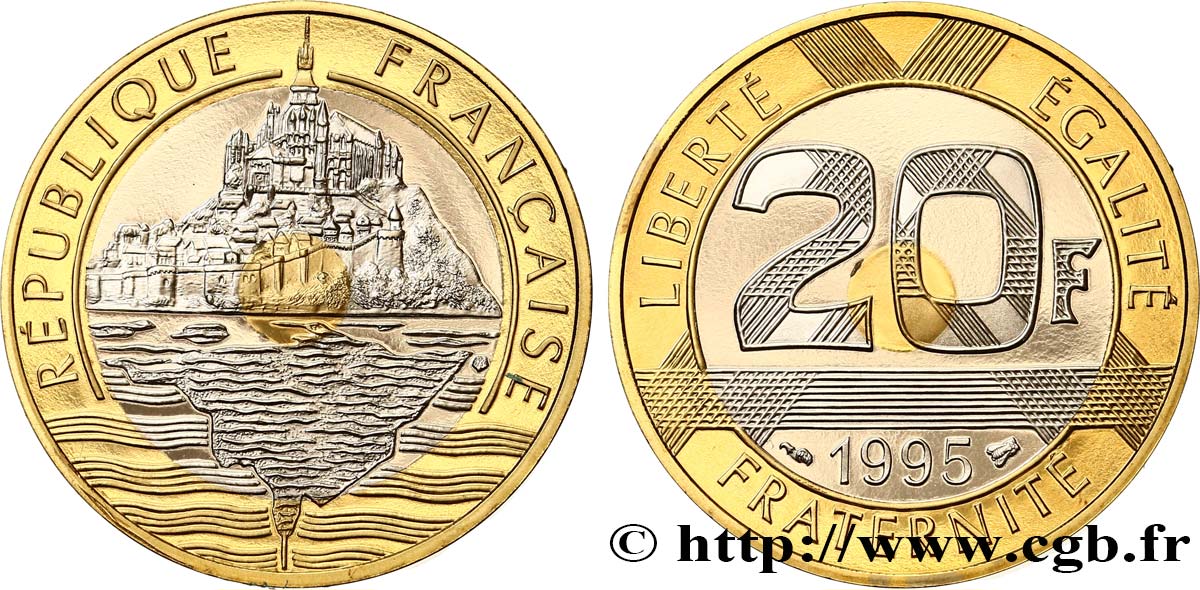 20 francs Mont Saint-Michel, Belle Épreuve 1995 Pessac F.403/11 var. MS 