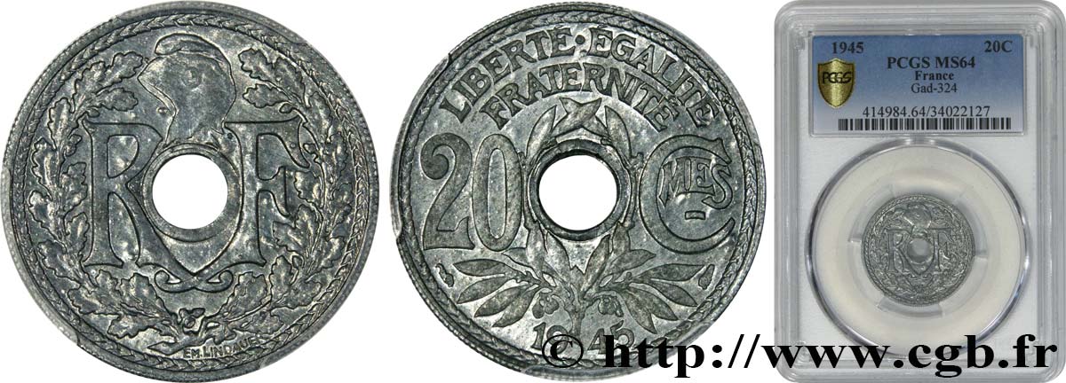 20 centimes Lindauer 1945  F.155/2 SC64 PCGS