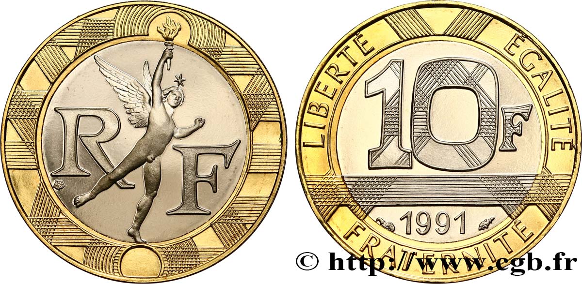 10 francs Génie de la Bastille, BE (Belle Épreuve) 1991 Pessac F.375/6 var. FDC 