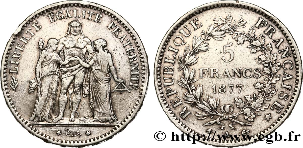 5 francs Hercule 1877 Paris F.334/19 S 