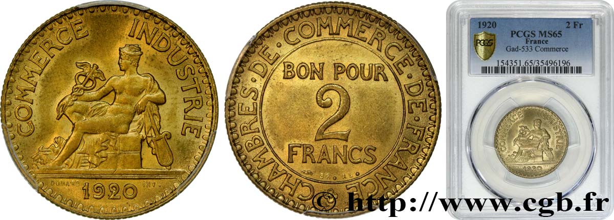 2 francs Chambres de Commerce 1920  F.267/2 ST65 PCGS