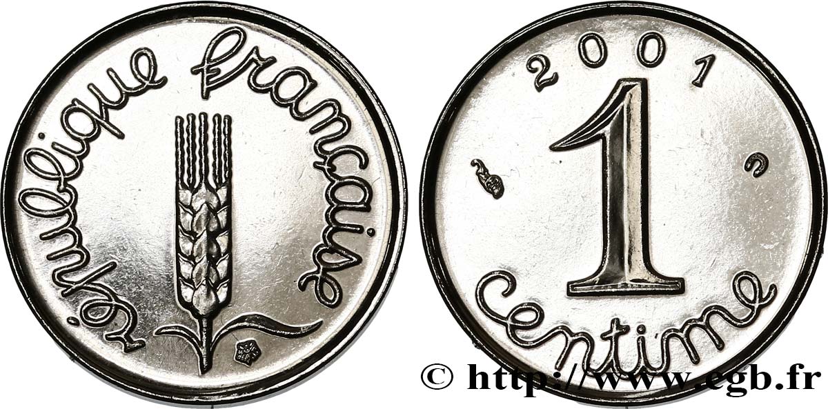 1 centime Épi, BU (Brillant Universel) 2001 Pessac F.106/62 fST63 