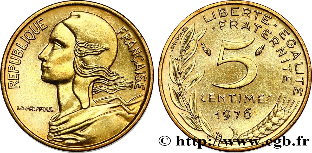 5 centimes Marianne 1976 Pessac F.125/12 MS64 