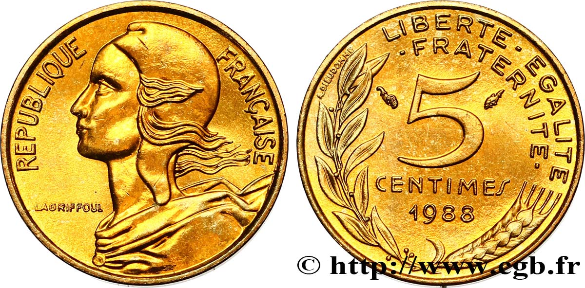 5 centimes Marianne 1988 Pessac F.125/24 MS64 