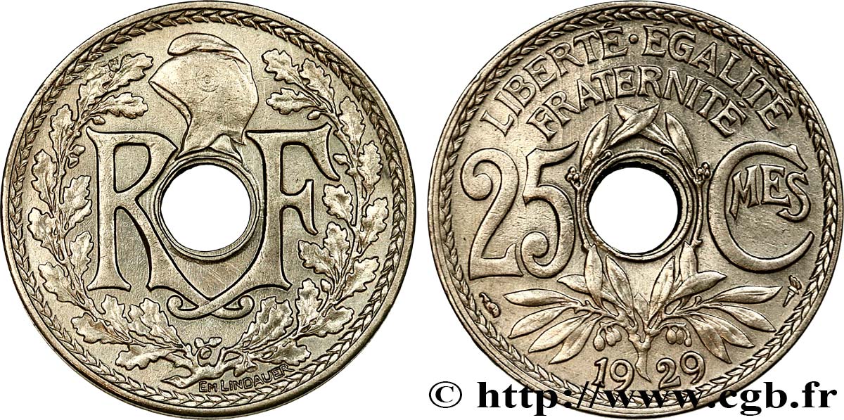 25 centimes Lindauer 1929  F.171/13 AU50 