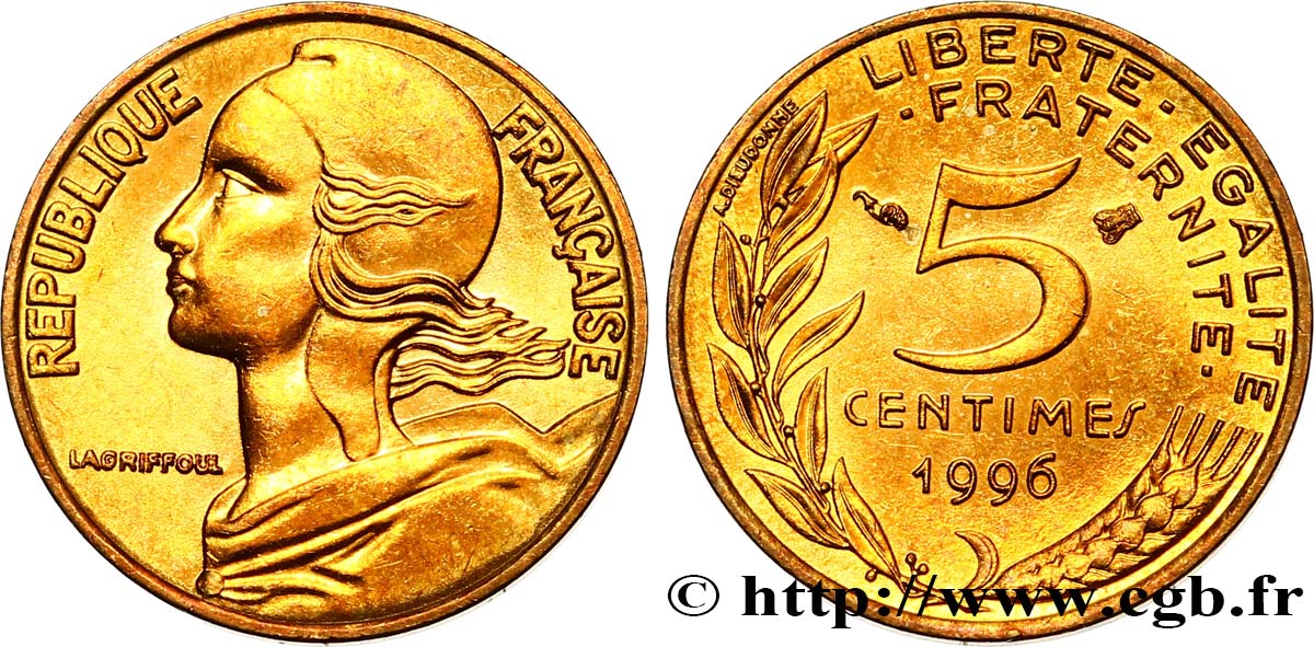 5 centimes Marianne, 3 plis 1996 Pessac F.125/38 fST63 