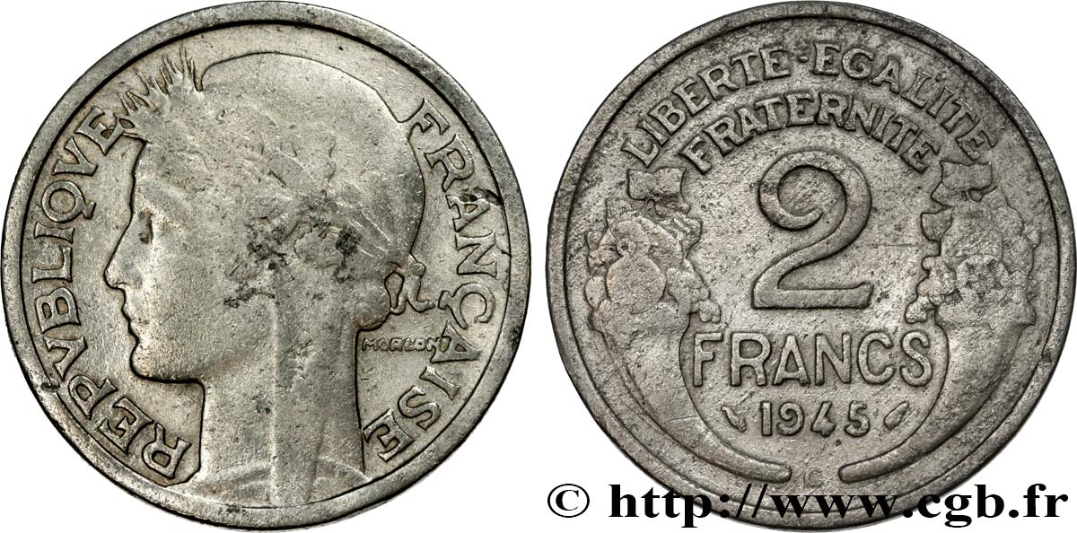 2 francs Morlon, aluminium 1945 Castelsarrasin F.269/7 RC 