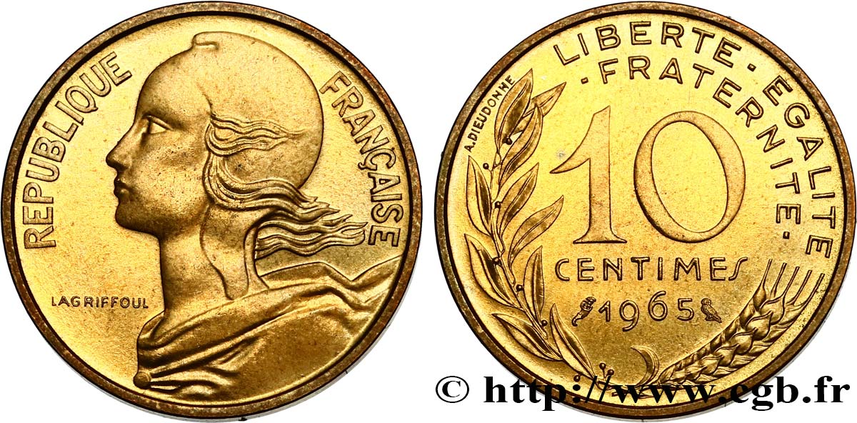 10 centimes Marianne 1965 Paris F.144/5 SPL63 
