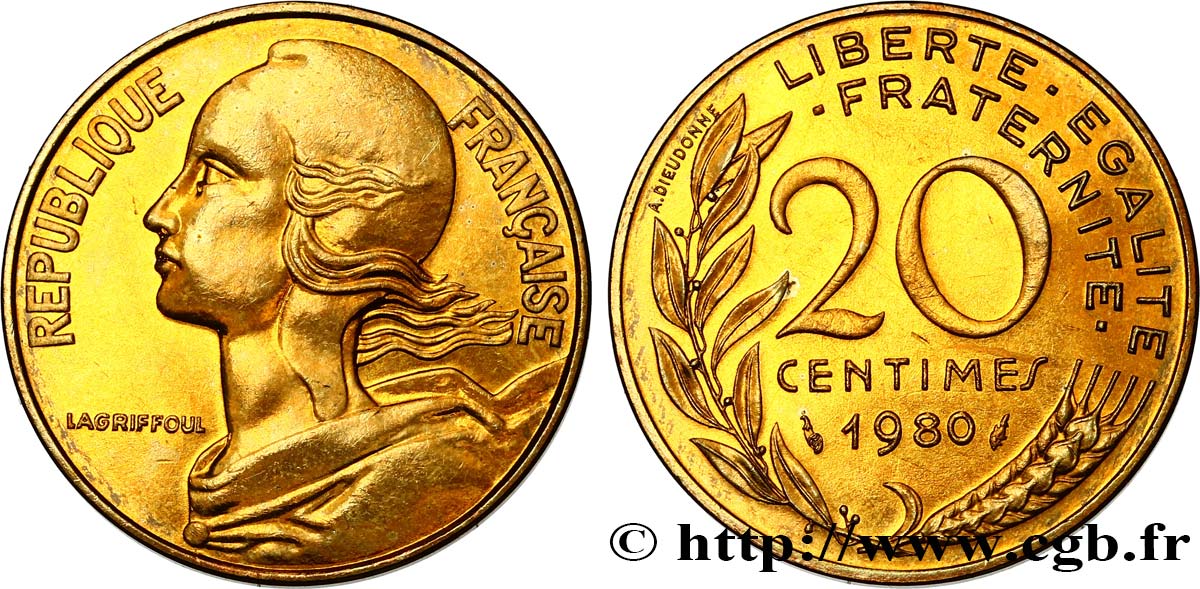 20 centimes Marianne 1980 Pessac F.156/20 MS60 