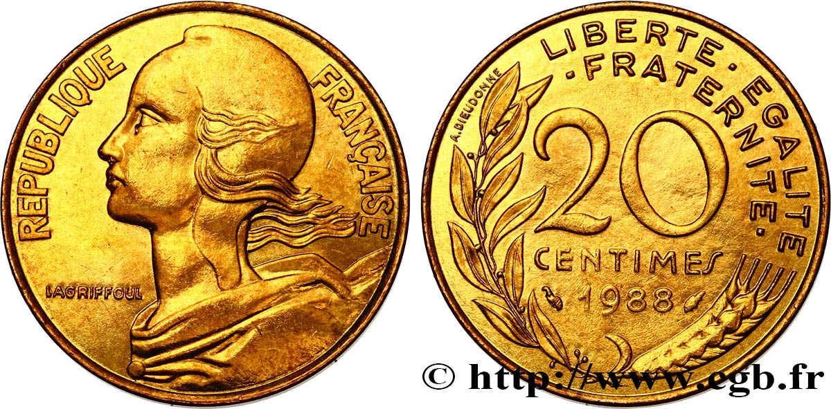 20 centimes Marianne 1988 Pessac F.156/28 MS64 