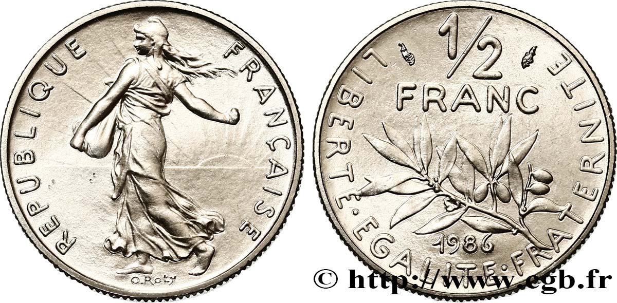 1/2 franc Semeuse 1986 Pessac F.198/25 MS64 