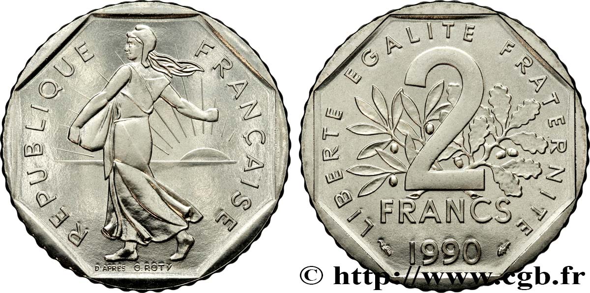 2 francs Semeuse, nickel 1990 Pessac F.272/14 ST 