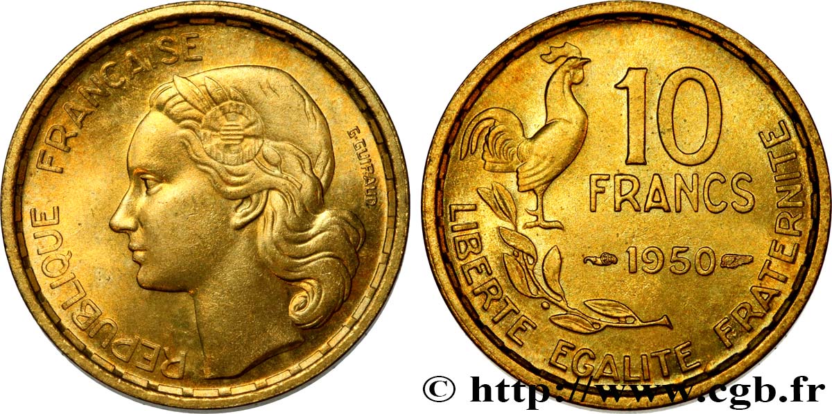 10 francs Guiraud 1950  F.363/2 SUP58 