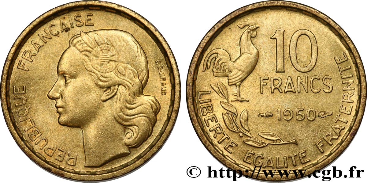 10 francs Guiraud 1950  F.363/2 SUP60 
