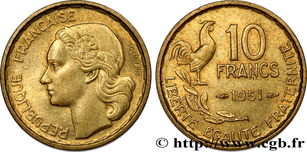 10 francs Guiraud 1951  F.363/4 MBC52 
