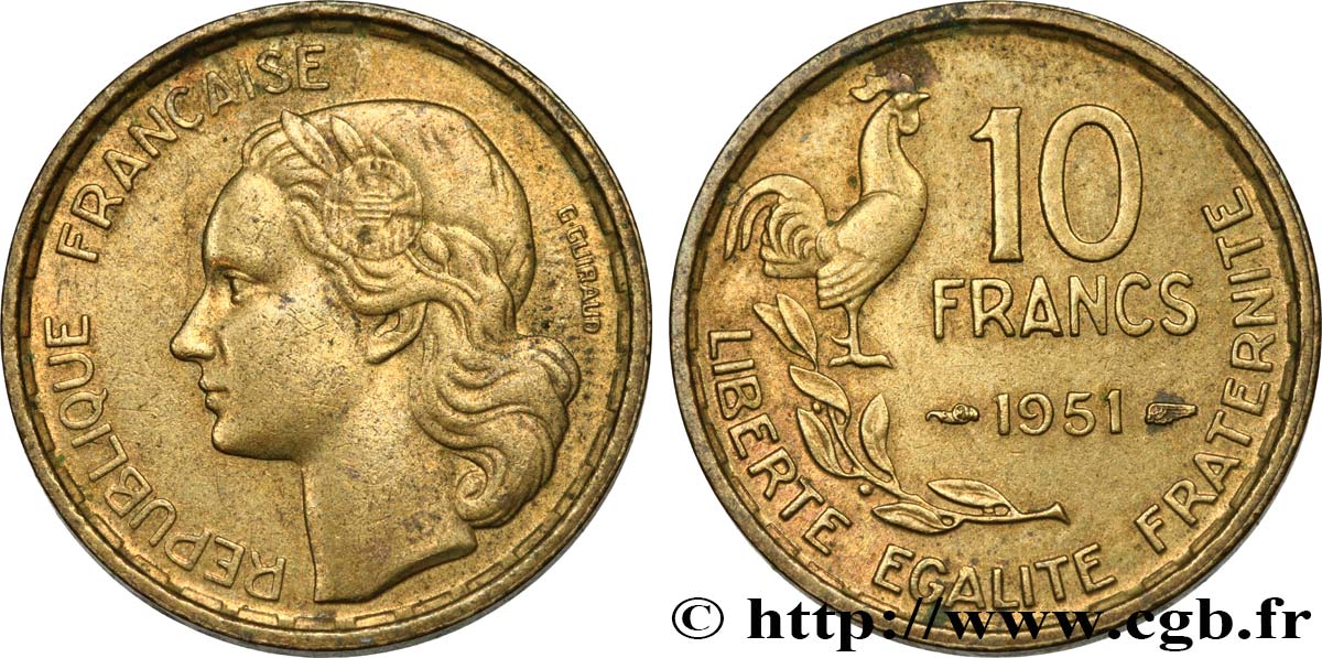 10 francs Guiraud 1951  F.363/4 SS50 