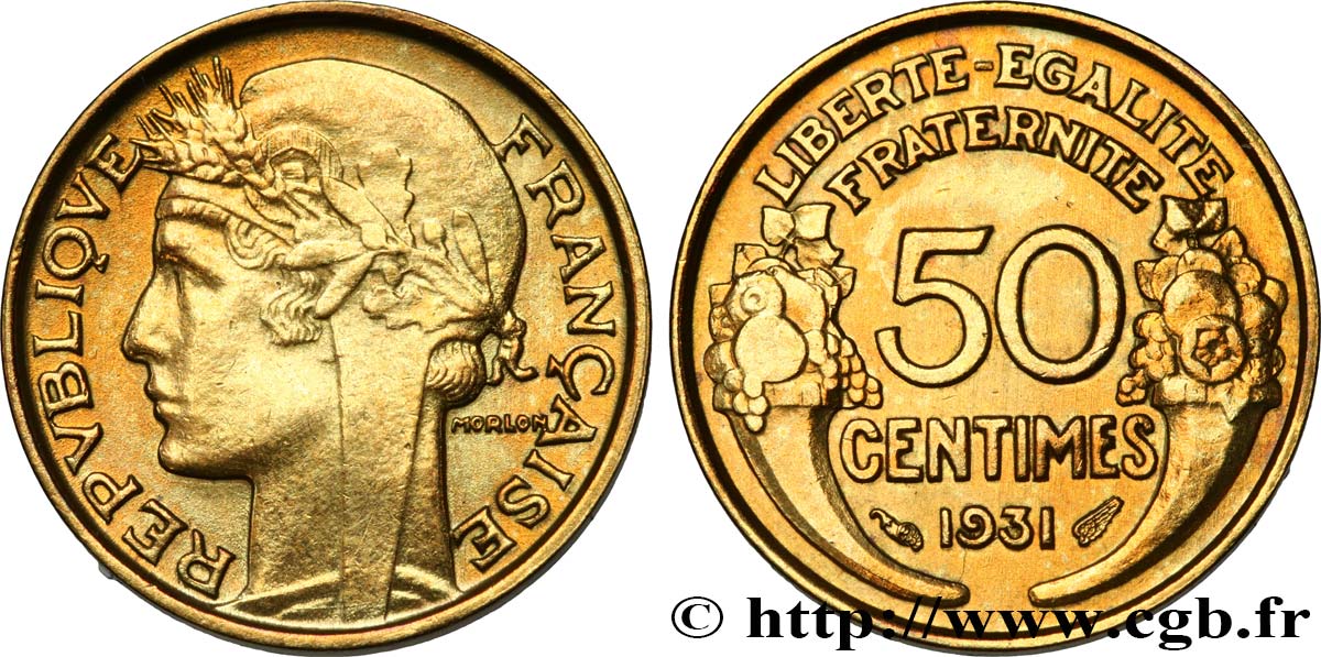 50 centimes Morlon, avec raisin sans fruit 1931  F.192/4 SUP 