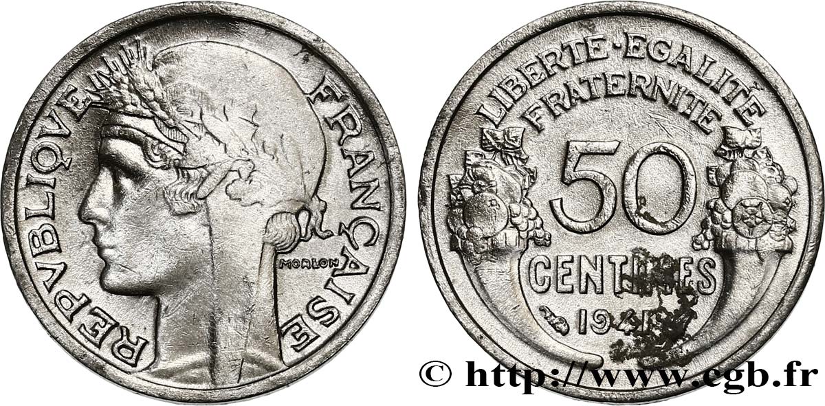 50 centimes Morlon, légère 1941  F.194/2 XF 