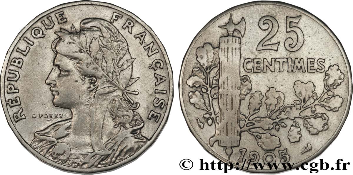 25 centimes Patey, 2e type 1905  F.169/3 BC30 
