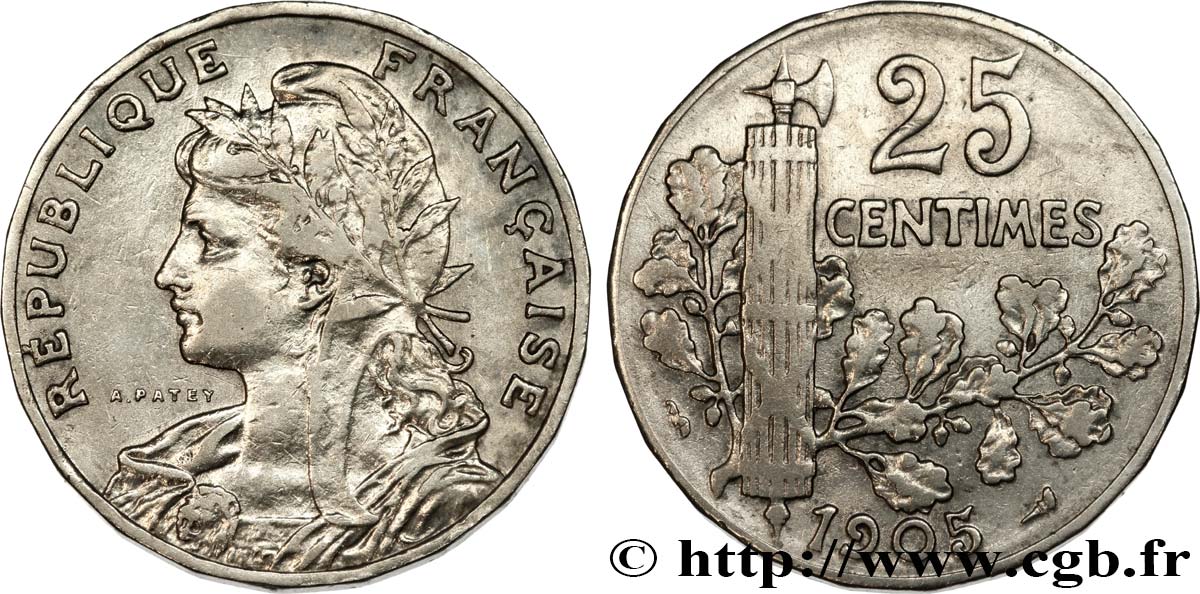 25 centimes Patey, 2e type 1905  F.169/3 TB35 
