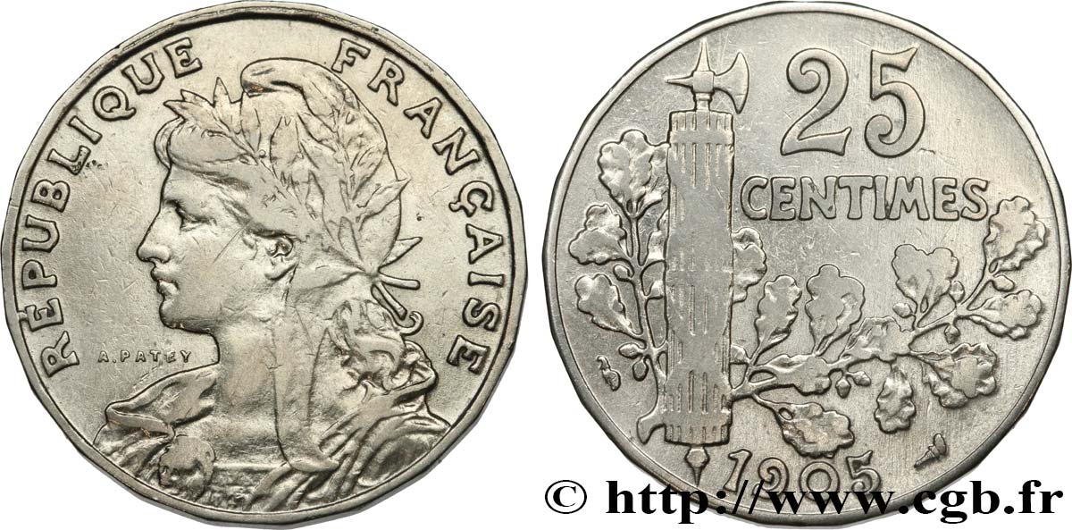 25 centimes Patey, 2e type 1905  F.169/3 VF30 