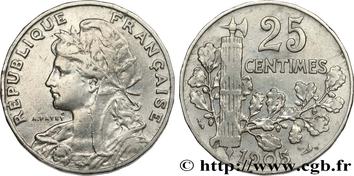 25 centimes Patey, 2e type 1905  F.169/3 TB35 