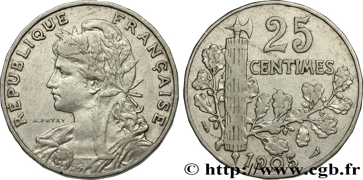 25 centimes Patey, 2e type 1905  F.169/3 BC35 