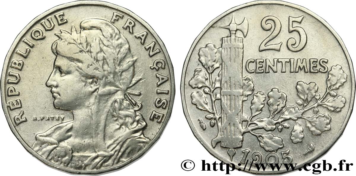 25 centimes Patey, 2e type 1905  F.169/3 BC30 