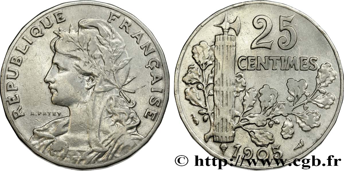 25 centimes Patey, 2e type 1905  F.169/3 TB35 