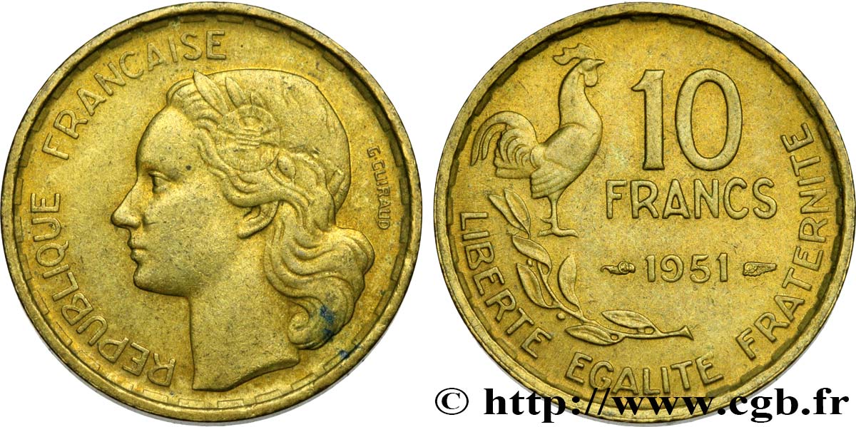 10 francs Guiraud 1951  F.363/4 SS48 