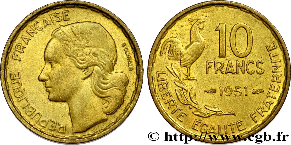10 francs Guiraud 1951  F.363/4 SS50 