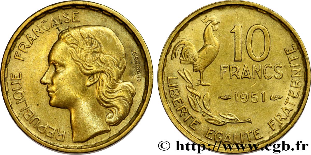 10 francs Guiraud 1951  F.363/4 TTB50 