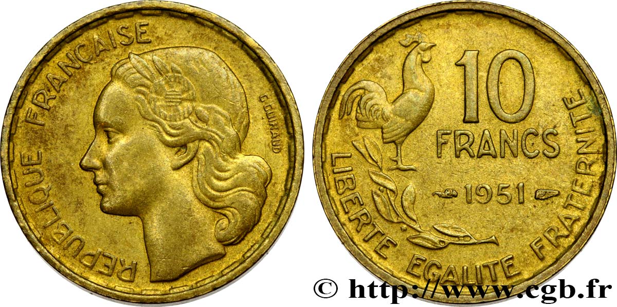 10 francs Guiraud 1951  F.363/4 TTB48 