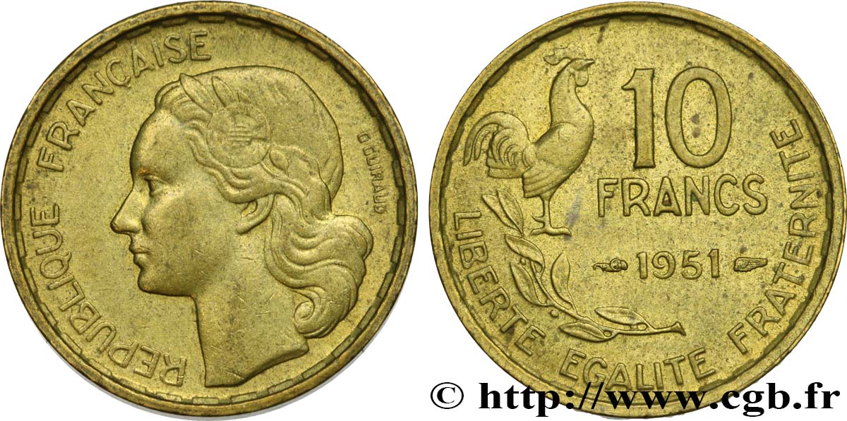 10 francs Guiraud 1951  F.363/4 XF48 