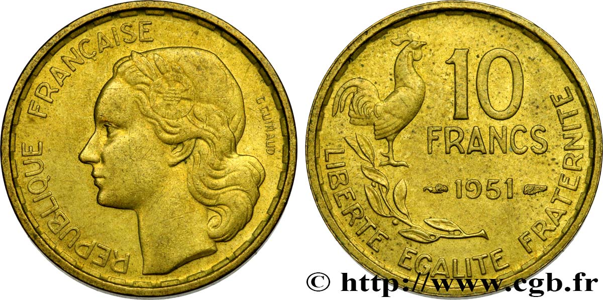 10 francs Guiraud 1951  F.363/4 TTB50 