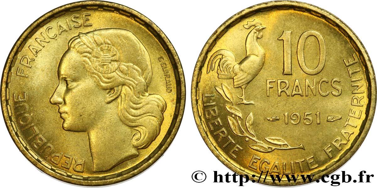 10 francs Guiraud 1951  F.363/4 VZ60 