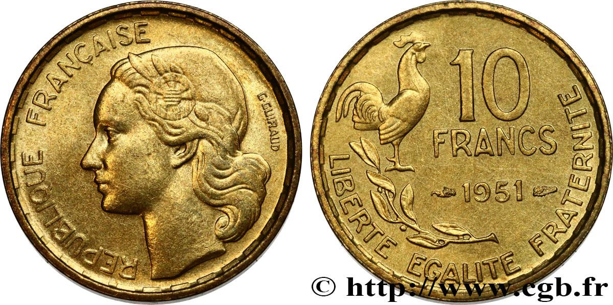 10 francs Guiraud 1951  F.363/4 AU55 